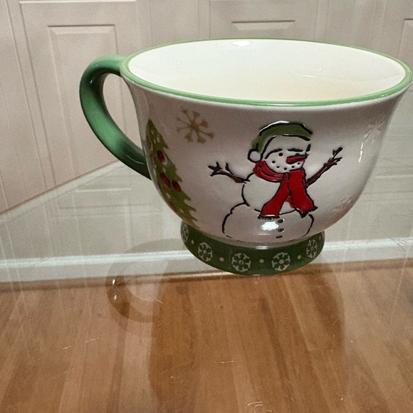 Potter's Studio Floral Christmas Ceramic Snowman ☃️ ⛄️ 12 oz. Coffee/Tea Mug - Picture 4 of 6